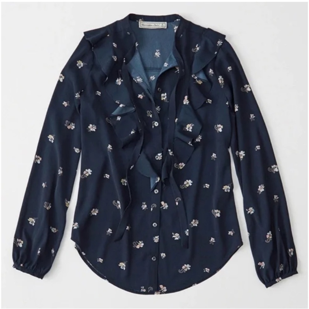 Abercrombie And Fitch Floral Bow Ruffle Blouse